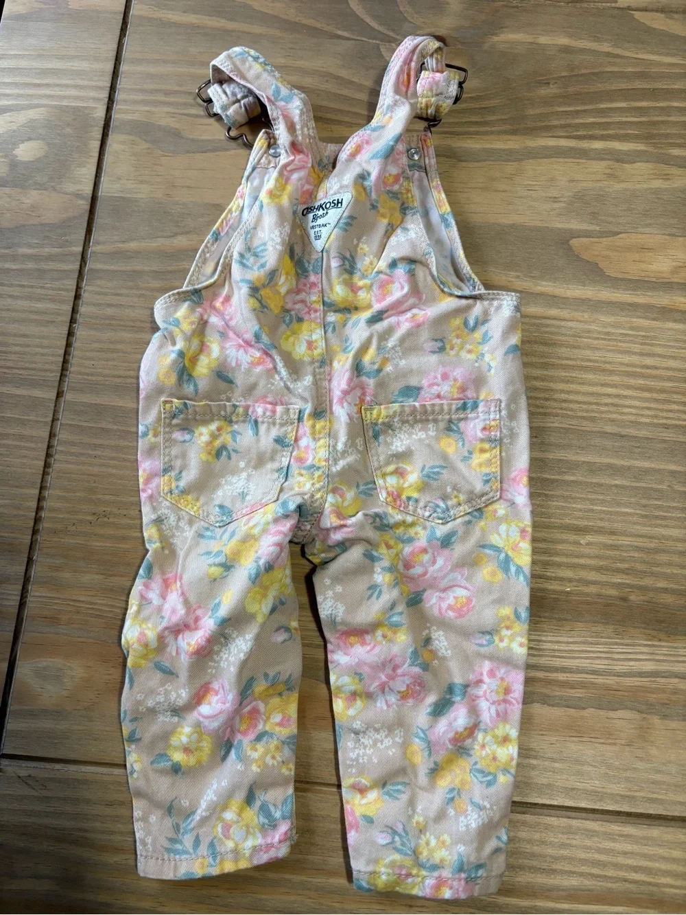 OshKosh B'gosh Pastel Floral Pink & Yellow Overalls